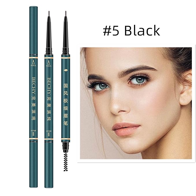 3 Pack of Waterproof Eyebrow Pencil,Professional Makeup Micro Brow Pencil,Brow Kit with Eyebrow Brush and Razor,Ultra-Fine Mechanical Pencil (Black)