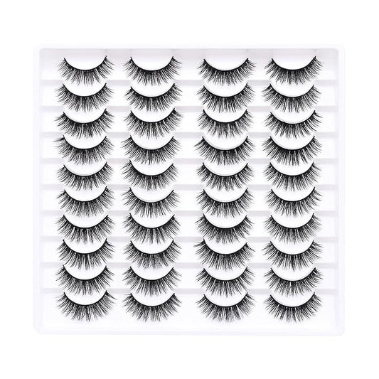 False Eyelashes 20 Pairs Wispy Lashes Faux Mink Lashes 14mm 3D Fluffy Cat Eye Lashes （style 20-062)