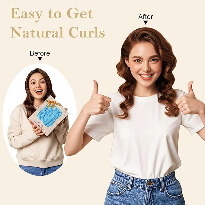 Ystrybo Satin Heatless Hair Curler Curls Overnight Hair Curlers to Sleep in, Hair Curlers No Heat Curls Overnight, Heatless Curling Set for Women Long Hair - 8 Pcs (Blue)