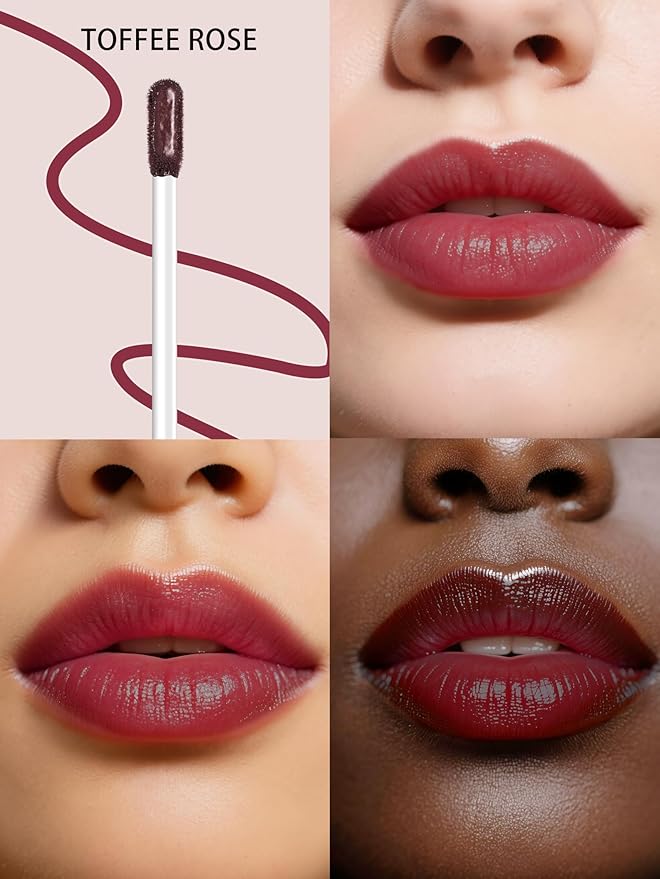 QCMME Lip Stain Peel Off Lip Liner Stain with Tweezer, Long Lasting Matte Lip Tint Tattoo, Highly Pigmented Color Lip Makeup, Waterproof Lipstick, Transfer-proof Lipstain for Women, Toffee Rose