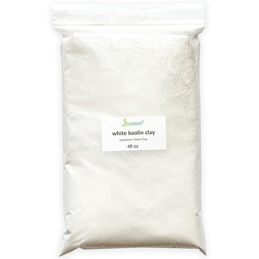 Soapeauty WHITE KAOLIN CLAY Powder | Cosmetic Grade 100% Natural | Facials, Face Mask, Soap Making, Bath Bomb | aka White Clay Powder, China Clay Powder | (48 OZ)