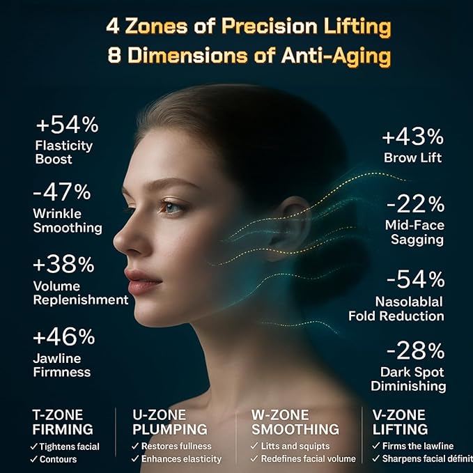Skin Firming Facial Device, Double Effect 5-in-1Professional Home Beauty Device for Face, Neck, Arms, Abdomen, Legs, 2025 New Upgrade 5 Energy Levels - Salon Results (EP-400)