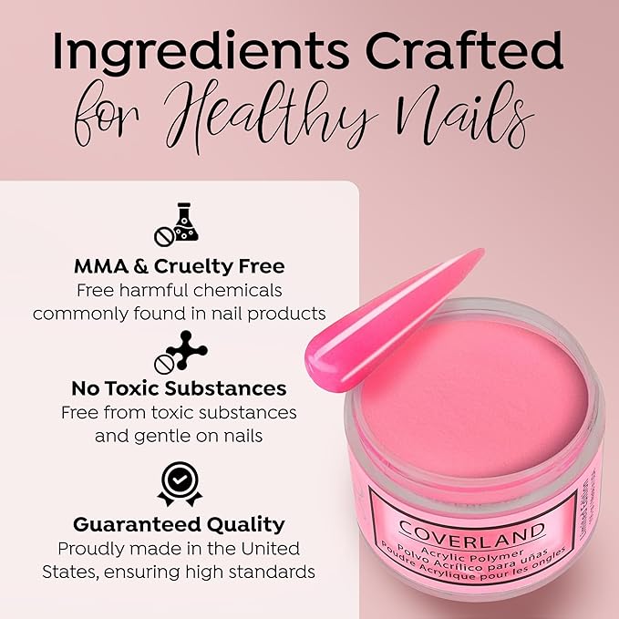 Tones Coverland Acrylic Nail Powder "Hottern than your Ex" - Limited Edition Acrylic Powder for Nail Design, Sculpting, and Masking Nail Imperfections - Professional Acrylic Nail Supplies - (1.5 Oz)