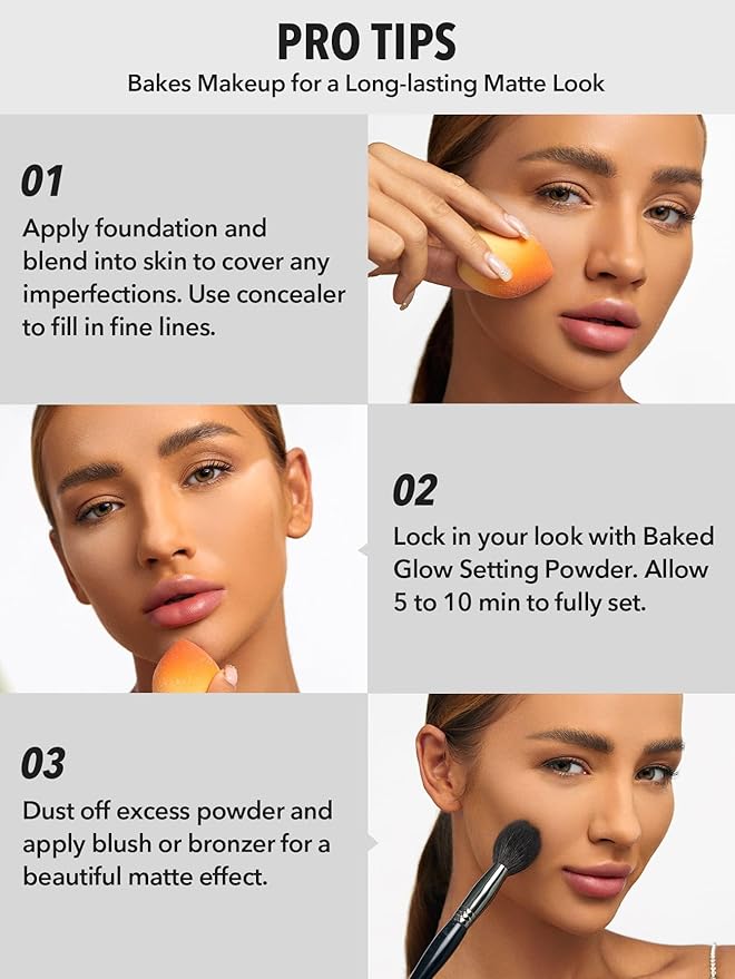 SHEGLAM Baked Glow Setting Powder Oil Control Loose Face Powder Translucent Pore-Less Flawless Smooths Fine Lines Glowy Powder - Cappuccino