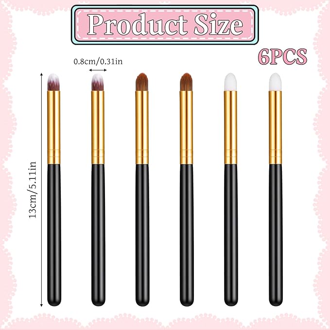 6 Pcs Small Pencil Eyeshadow Brush Eye Makeup Brush Set Round Concealer Eyeshadow Brushs Blending Makeup Tool Reusable for Eyeshadows Eyebrow