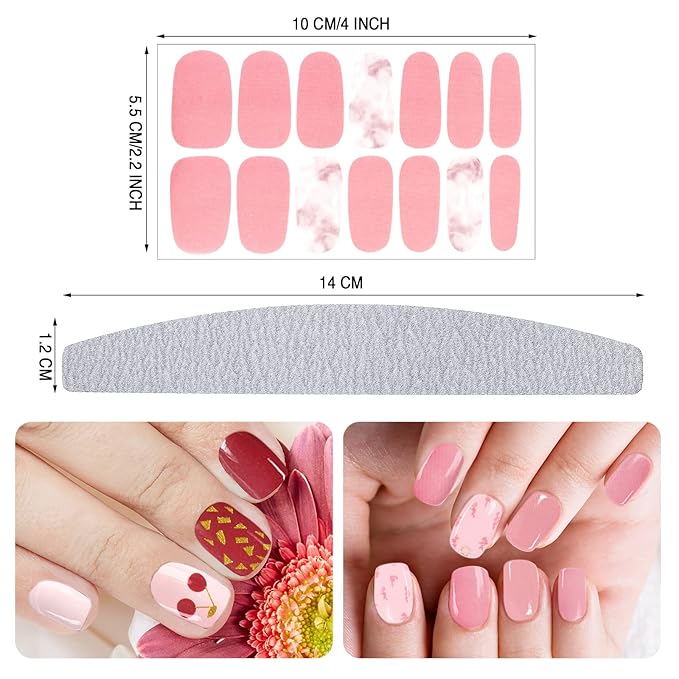 Maitys 560 Pieces 40 Sheets Full Wrap Nail Stickers Nail Polish Strips Decals Self Adhesive Gel Fingernail Strips Art Decals with File for Women DIY Craft Decorations(Glitter Style)