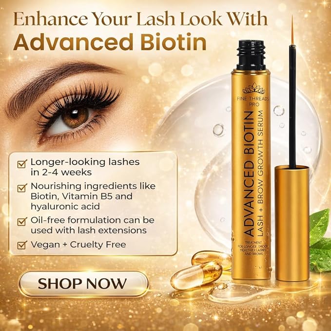 Lash Serum for Eyelash Growth – Advanced Formula Eyelash Growth Serum for Longer, Fuller, Thicker Lashes & Eyebrows – Premium Gentle Vegan Formula for Sensitive Eyes