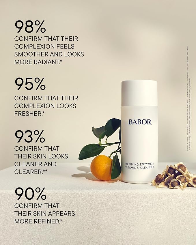 BABOR Enzyme & Vitamin C Powder Cleanser – Water-Activated Face Wash for Brightening & Exfoliation | Gentle Daily Polish for the Look of Refined Pores & Radiant-Looking Skin | Travel-Friendly