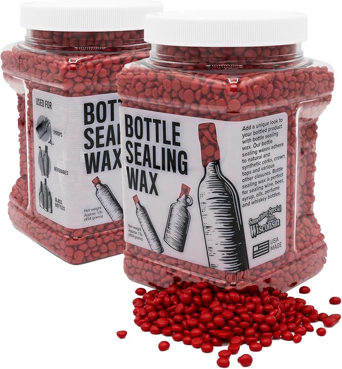 Blended Waxes, Inc. Bottle Sealing Wax, Premium Pastille Wax Seal Beads for Wine, Beer, and Liquor Bottle Closure, Seals Between 25-30 Bottles, 1 lb, Bright Red