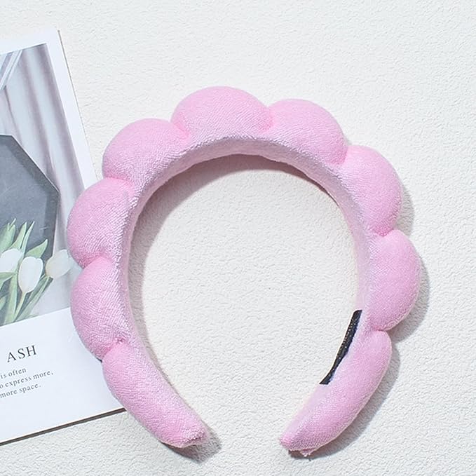 KYHYFJMD Spa Headbands for Washing Face Soft Puffy Bubble Headbands Wristband for Women Girls Makeup Skin Care Facial Beauty Shower Towel Hairband