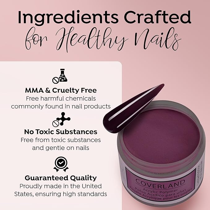 Tones Coverland Acrylic Nail Powder "Pour the Wine" - Limited Edition for Nail Design, Sculpting, and Masking Bed Imperfections - Professional Supplies - (1.5 Oz)