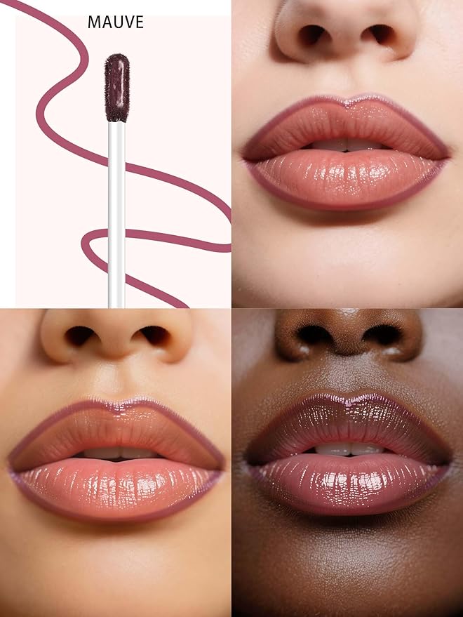 QCMME Lip Stain Peel Off Lip Liner Stain with Tweezer, Long Lasting Matte Lip Tint Tattoo, Highly Pigmented Color Lip Makeup, Waterproof Lipstick, Transfer-proof Lipstain for Women, Mauve