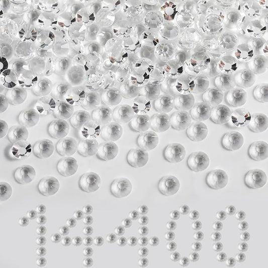 Beadsland Flatback Rhinestones Bulk,14400pcs Crystal Rhinestones for Nails Crafts Clothes DIY Decoration, Transparent, SS6, 1.9-2.1mm
