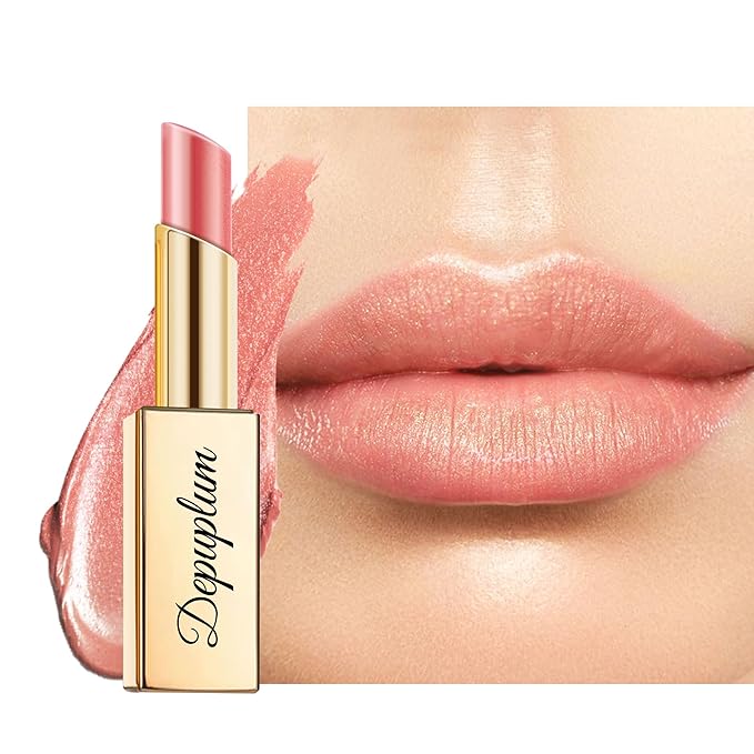 Depuplum Nude Lipstick Moisturizing for Women Shimmer Tinted Lip Balm Hydrating Nourishing Lip Gloss Vegan& Cruelty Free Lip Makeup, ZG118 Undertone