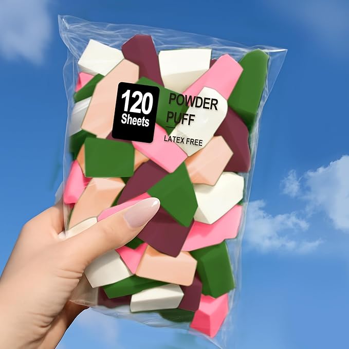 Makeup Sponges Triangle Cosmetic Wedges, 120 Count, for Foundation Blending, Nail Art, Crafts, Painting (mix Color)