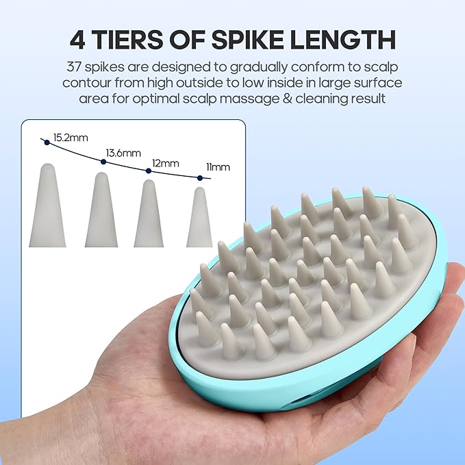 LISAAVO 3 in 1 Hair Growth Scalp Massager,Replaceable Shampoo Brush for Relaxing,Deep Cleansing Exfoliator & Soothes itching - Wet/Dry Use for All Hair Types,Blue