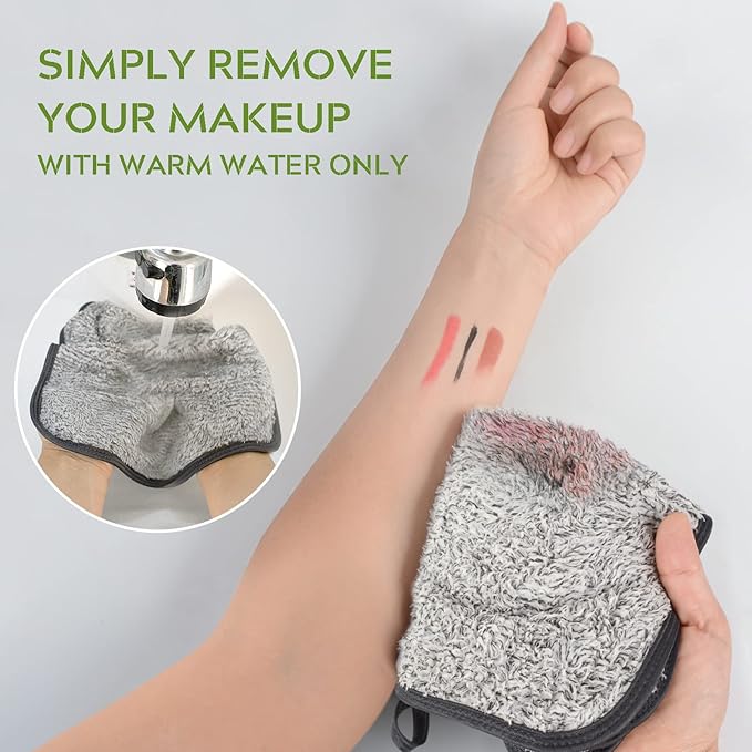SUNLAND Microfiber Face Towels Reusable Makeup Remover Cloth Facial Washcloths for Bath 11Inchx11Inch 6 Pack Grey