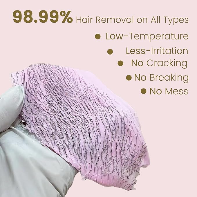 Auperwel Wax Beads 2.5lb,Hard Wax Beads Suitable for Brazilian Bikini & Coarse Hair, Sensitive Skin Hard Wax for Hair Removal (Face/Body/Armpit), Refill Wax Bags for At-Home Waxing (Rose)