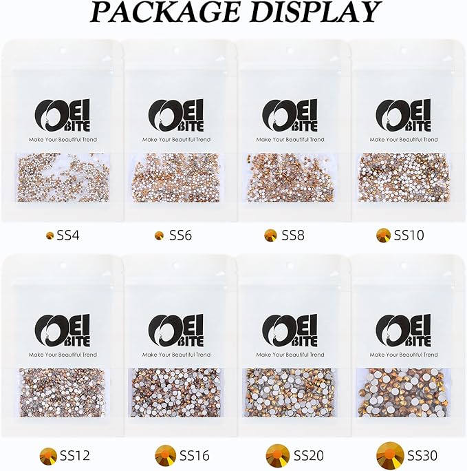 Meibite Gold Flatback Rhinestones, Glass Rhinestones for Nail Art and Craft, Glue Fix, Loose Crystal Gemstones(Gold, SS30, 288pcs, 6.4-6.6mm)