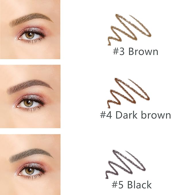 3 Pack of Waterproof Eyebrow Pencil,Professional Makeup Micro Brow Pencil,Brow Kit with Eyebrow Brush and Razor,Ultra-Fine Mechanical Pencil (Black)