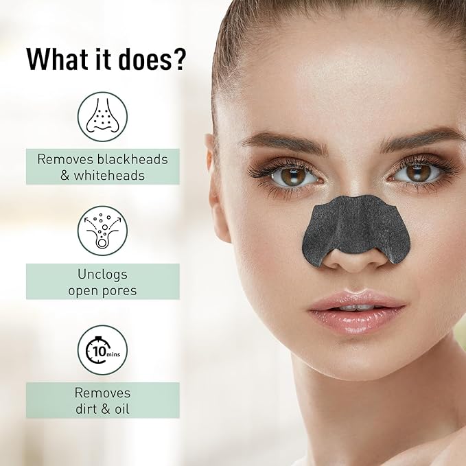 Sirona Blackhead Remover Bamboo Charcoal Nose Strips for Women – Pack of 8 | Painless & Instant Removal of Whiteheads, Blackheads, Pore Cleanser, Dirt & Oil