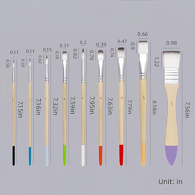CPLAGYUEWZ Paint Brushes Set, 1 Pack 9 Pcs Round-Pointed Tip Nylon Hair Artist Acrylic Paint Brushes for Acrylic Painting Oil Watercolor, Face Nail Art, Canvas, Miniature Detailing & Rock Painting