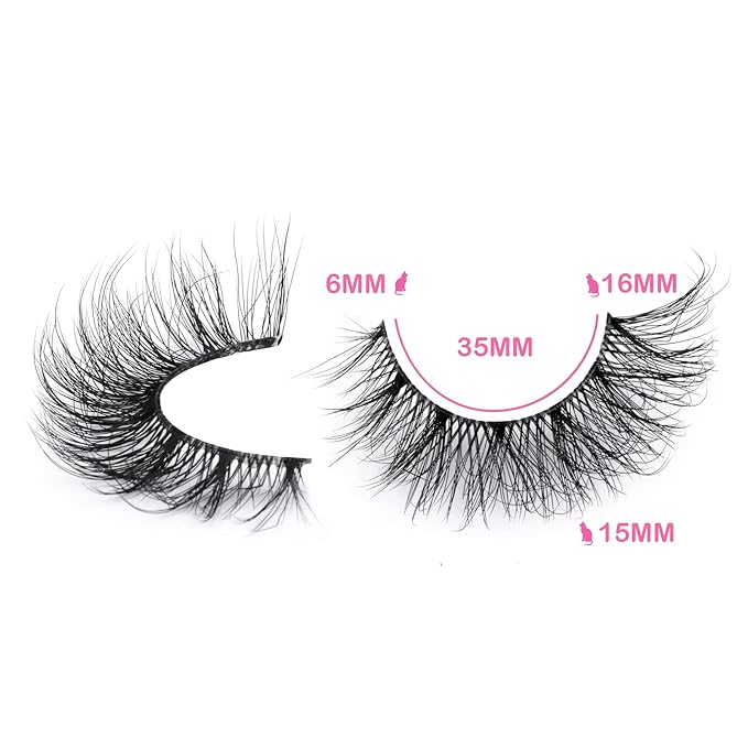 False Eyelashes Natural Wispy D Curl False lashes Clear Band zanlufly Russian Strip Lashes Fluffy Eyelashes 3D Effect Cat Eye False Eyelashes 7 Pairs Pack