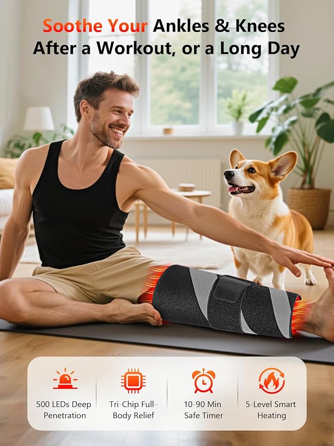 HALIDODO 35.4'' x 17'' Red Light Therapy Mat for Body, 500 LEDs Tri-Chip Upgrade 660nm& 850nm Near Infrared Light Therapy Pad Wrap Belt Blanket for Body Back Waist Shoulder Knee Joint, 90Min Timer