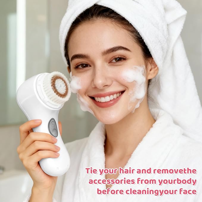 Clarisonic Mia 2 Electric Face Cleansing Brush with 2 Brush Heads, Sonic Facial Brush for Deep Cleaning & Exfoliation, Waterproof Rechargeable (White)