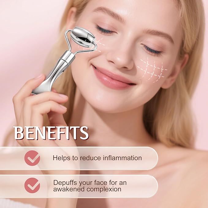 Gua Sha Facial Tools and Face Roller Set, Stainless Steel Facial Sculpting Eyes Roller Guasha for Face, Chin & Jawline Sculpting,Skin Care