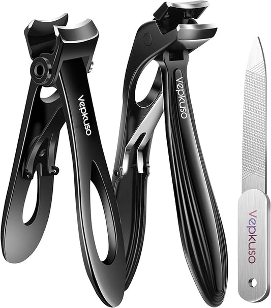 Vepkuso Toenail Clippers & Nail Clippers Set for Seniors - Heavy-Duty Long Handled Toenail Clippers for Thick Toenails, Men & Women | Hygienic Manicure Set | Gift Idea