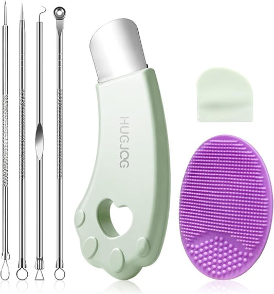 Blackhead Remover Tools Set with Pore Cleaner Spatula, Silicone Face Scrubber & 4 Pimple Extractor Tools, Black Head Remover for Face Skin Care