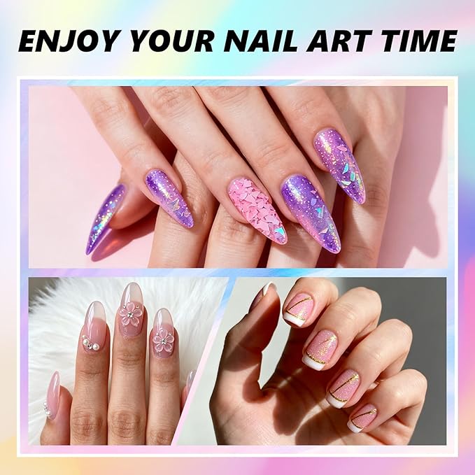 YCHULIFOX,Acrylic Art Nail Kit with 6-Size Brushes (4/6/8/10/12/14) for Dip Powder & Gel Nail Art, Easily Reinforce Nail Extensions for DIY Home Salon & Professional Use.