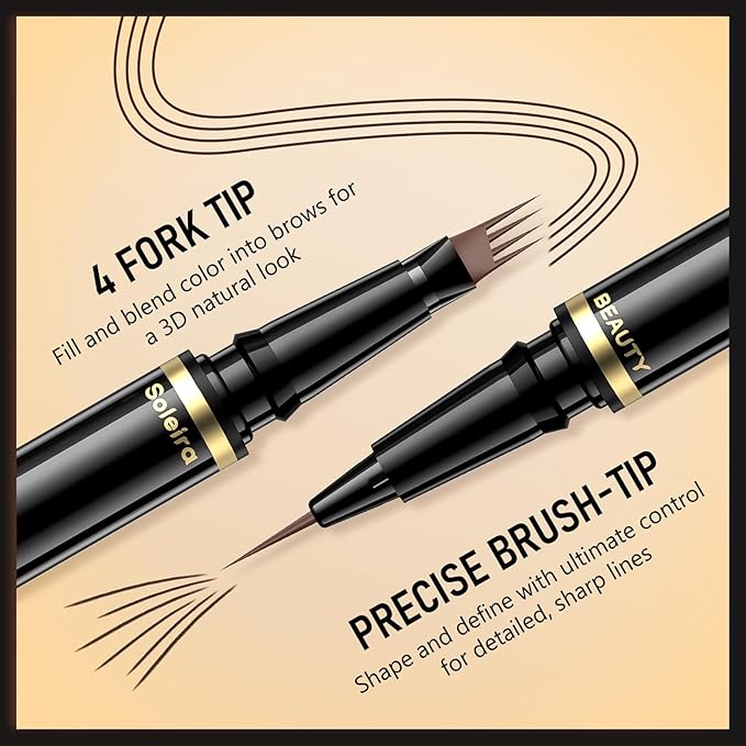 Eyebrow Pen, Soleira Waterproof Eyebrow Pencil with 4 Tip Microblading Eyebrow Pen and Dual-ended Eyebrow Brush, for Natural-Looking Brows, Long-Lasting, Reddish Brown