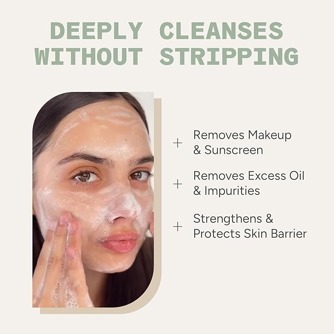 Pore Minimizing Face Wash - Exfoliating Cleanser with Fruit Enzymes & Bamboo - Daily Facial Cleanser for Oily Acne Prone Skin - Deep Pore Cleanser