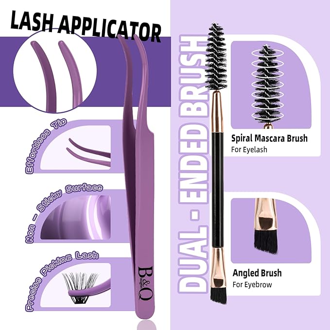 B&Qaugen Lash Extension Kit for Beginners 70D Eyelash Extension Kit DIY Lash Extension Kit Ultra - Soft Volume Lash Cluster Kit 10-18mm D Curl Lash Kit Individual Lashes Kit(kit-70D-10-18MM)