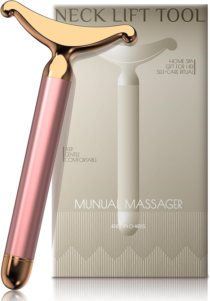 Electric Facial Massager & Neck Lifter, Lymphatic Drainage Depuffer, Jawline Sculpting, Skin Firming, Under-Eye Care, Soothing Vibration, Pairs with Serum, Ergonomic Metal Body, at-Home Spa Results