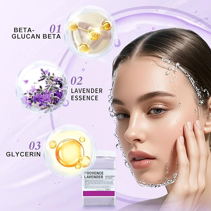 LUCKY CAT Jelly Mask for Facials Professional, Hydrating & Moisturizing Peel-Off Gel Jelly Face Mask Skin Care for Deep Hydration & Glow, Professional Spa Use for All Skin Types 23 Fl Oz (Lavender)