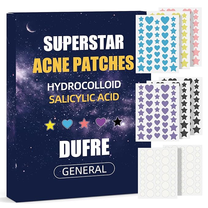 312CT Star Pimple Patches for Face Hydrocolloid Mighty Patch Star&Invisible Acne Patches,5Sizes 6Colors Cute Stickers Acne Pads Parches Acne For Body,Chin,Forehead,Full Face Zit Patch Acne Dots