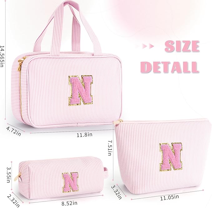 Travel Toiletry Bag Cosmetic Bag Skin Care Bag Cute Makeup Bag Sister Wife Friend Engagement Wedding Gifts for Women Tween Girls Trendy Stuff Thank You Gift - Pink N
