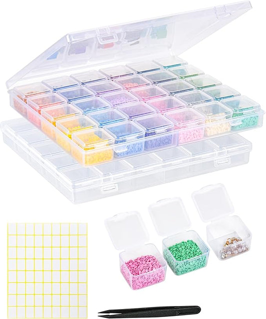 Cokapo 60-Grid Diamond Painting Storage Containers, Portable Diamond Art Storage Case with Labels, Bead Organizers and Storage for Diamond Painting Accessories & Tools, DIY Art Craft, Jewelry, Nail