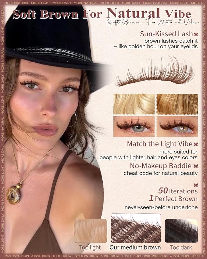 Wtvane Brown Lash Clusters Wispy Eyelash Clusters with Spikes Natural Lash Extensions Dark Brown Manga Lashes Clusters 10-16mm Cluster Eyelashes Extensions C-Curly Individual Lashes Anime Eye Lashes