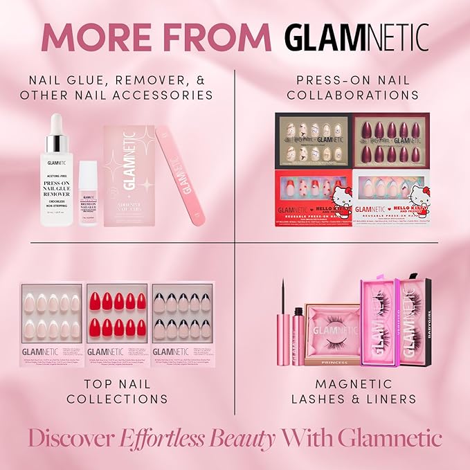 Glamnetic Press On Nails - Glam Goals | Short Oval Neutral Fake Nails with Gold Reverse French Tip, Salon Quality Nude Nails | 15 Sizes - 30 Nail Kit with Glue
