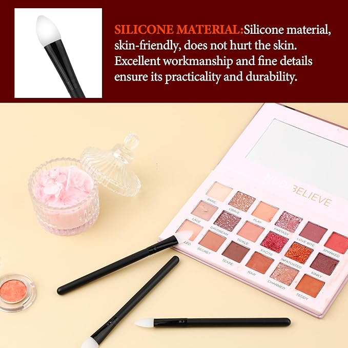 3 Pcs Silicone Makeup Applicator, Shadow Brush Lip Mask Makeup Brushes Eyeshadow Applicators Eyeshadow Brush for Applying Cream or Liquid Eye Shadows