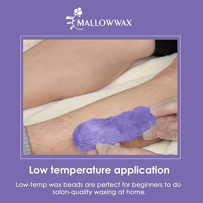 Mallowwax - Lavender - Wax Beads for Hair Removal - Natural & Hypoallergenic Formula - Stripless Refillable 2LB - Ideal for At-Home Use and Sensitive Areas