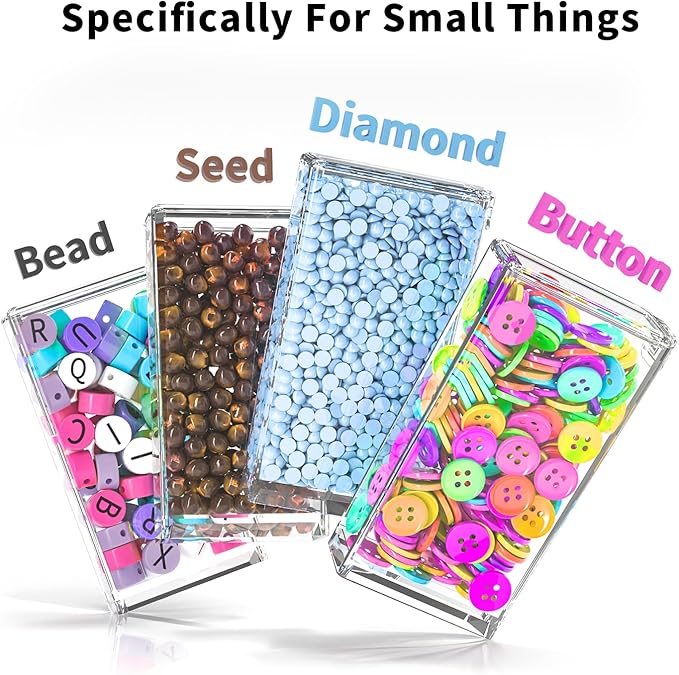 VANSUNS 64-Grid Diamond Painting Storage Containers, Portable Transparent Diamond Art Organizer, Which Are Suitable for Quick DIY, Beads and Diamond Art Storage Containers