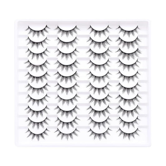 False Eyelashes 20 Pairs Wispy Lashes Faux Mink Lashes 14mm 3D Fluffy Cat Eye Lashes （style 20-067)
