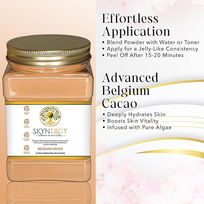 Belgium Cacao Jelly Mask - Professional Grade Peel Off Hydro Glo Face Mask for Hydration, Soothing Skin & Radiant Glow - Suitable for All Skin Types, Vajafacial Jelly Mask | 12 Applications (30 fl oz)