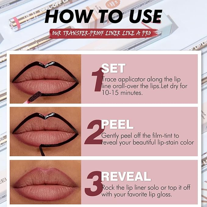 TALINZEN lip stain peel off,beauty-waterproof,transfer-proof and smudge-proof,makeup for all occasions,perfect for everyone (#03,0.12floz/3.5ml e)