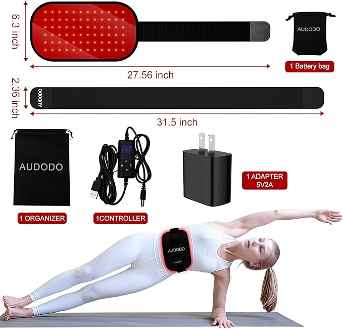 Red Light Therapy for Body, Infrared Light Therapy for Body, Red Light Therapy Belt with Timer, 660nm&850nm Portable Heating Light Pad, Redlight Therapy for Back Shoulder Knee Hands